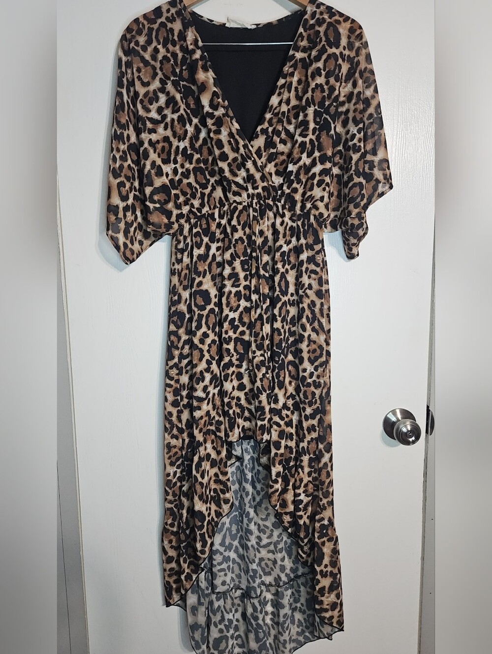 Kids Leopard Print High-Low Dress - Brown